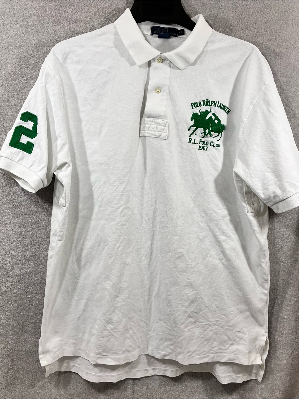 Vintage Polo Ralph Lauren Shirt Mens XL White Dual Player #2 Polo Club